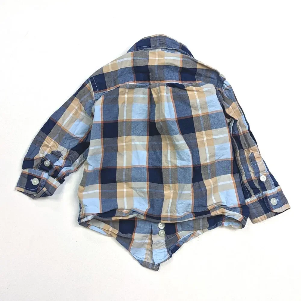 Janie and Jack Shirt Baby Boys Sz 3-6m Blue Plaid Button Down 2014 Collar